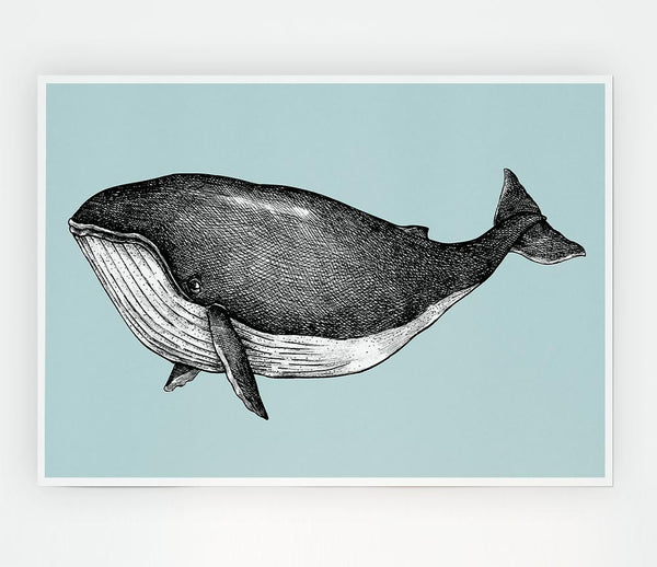 Big Fat Whale Print Poster Wall Art