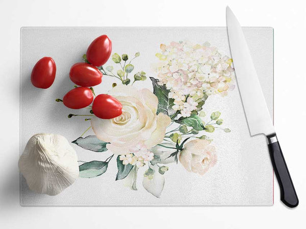 Light Pink Roses Display Glass Chopping Board