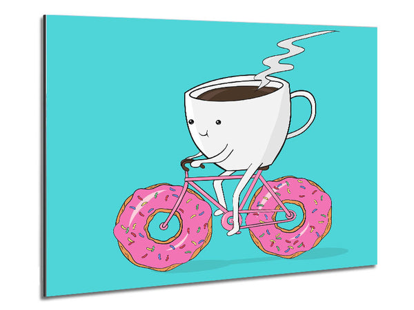 Kaffee auf einem Donut-Fahrrad