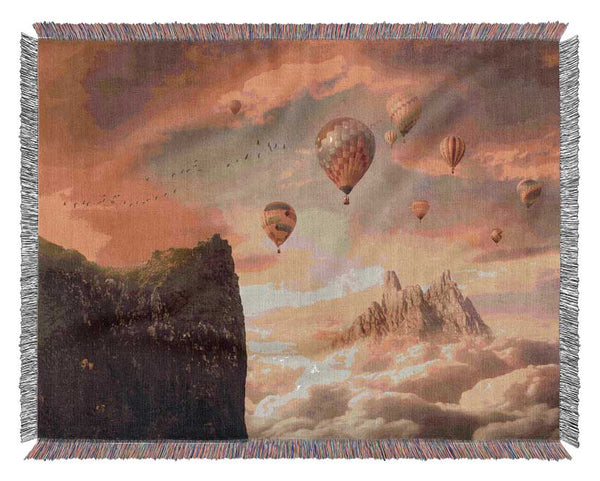 Hot Air Balloon Valley Woven Blanket