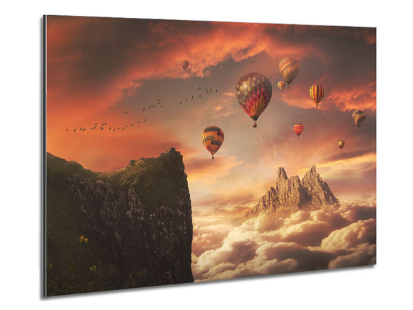 Hot Air Balloon Valley Metal Print