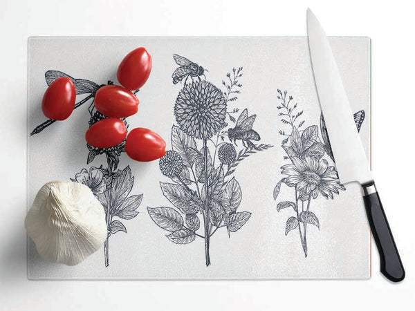 Britain'S Dragonfly And Plants Glass Chopping Board