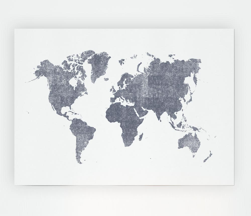 The World Map Of In Grey Print Poster Wall Art