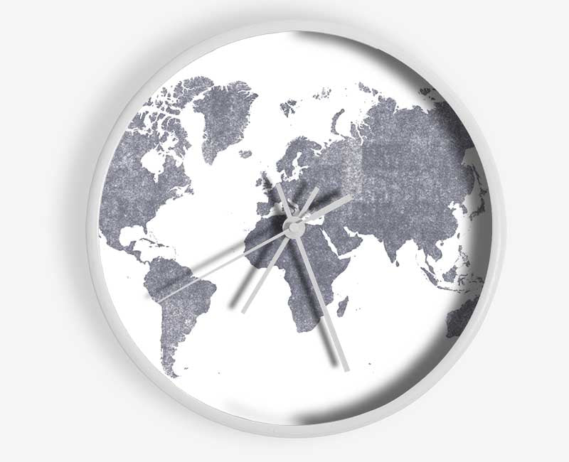 The World Map Of In Grey Clock - Wallart-Direct UK
