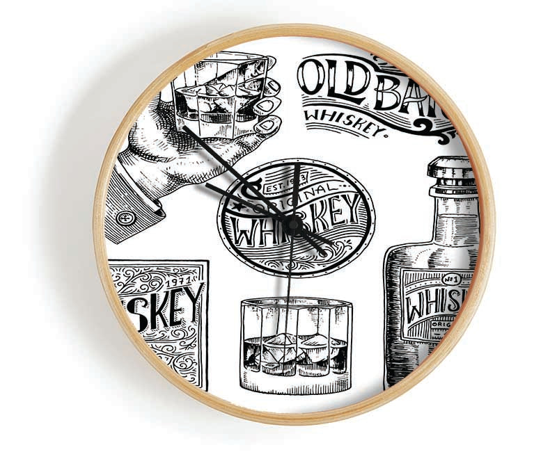 Old Whiskey Bottles Clock - Wallart-Direct UK