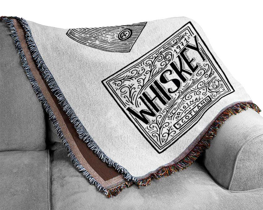 Old Whiskey Bottles Woven Blanket