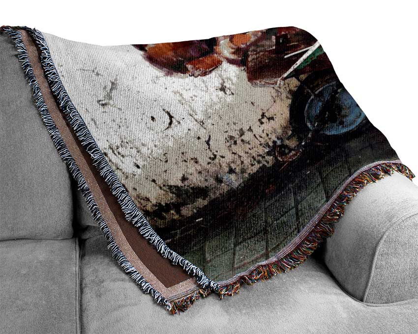 Orangutans In A Wheelbarrow Woven Blanket