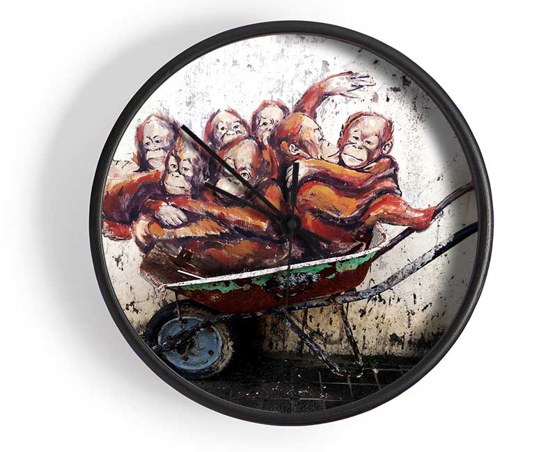 Orangutans In A Wheelbarrow Clock - Wallart-Direct UK