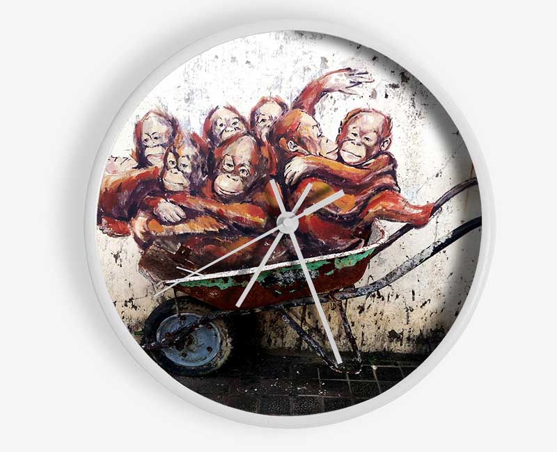 Orangutans In A Wheelbarrow Clock - Wallart-Direct UK