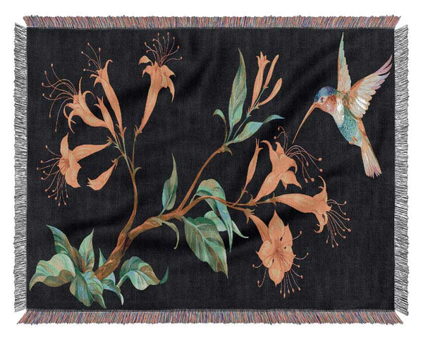 Trumpet Flower Hummingbird Woven Blanket