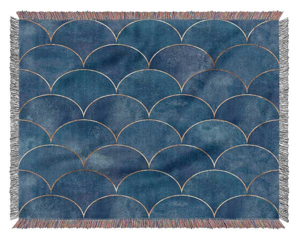Half Circle Blue Pattern Woven Blanket