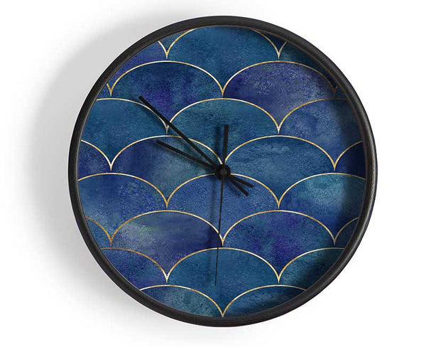 Half Circle Blue Pattern Clock - Wallart-Direct UK