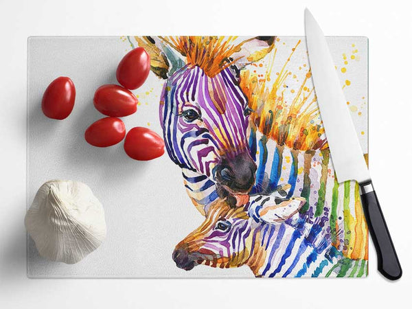 Zebra Paint Splatter Glass Chopping Board