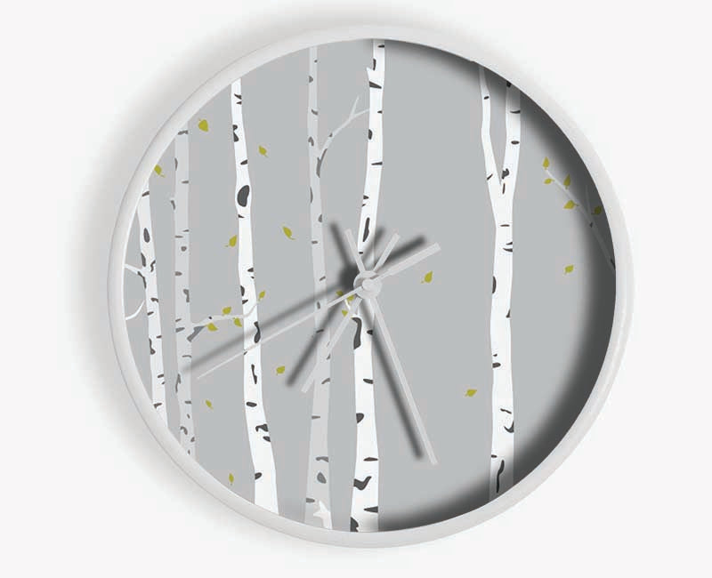 Birch Trees On Grey Clock - Wallart-Direct UK