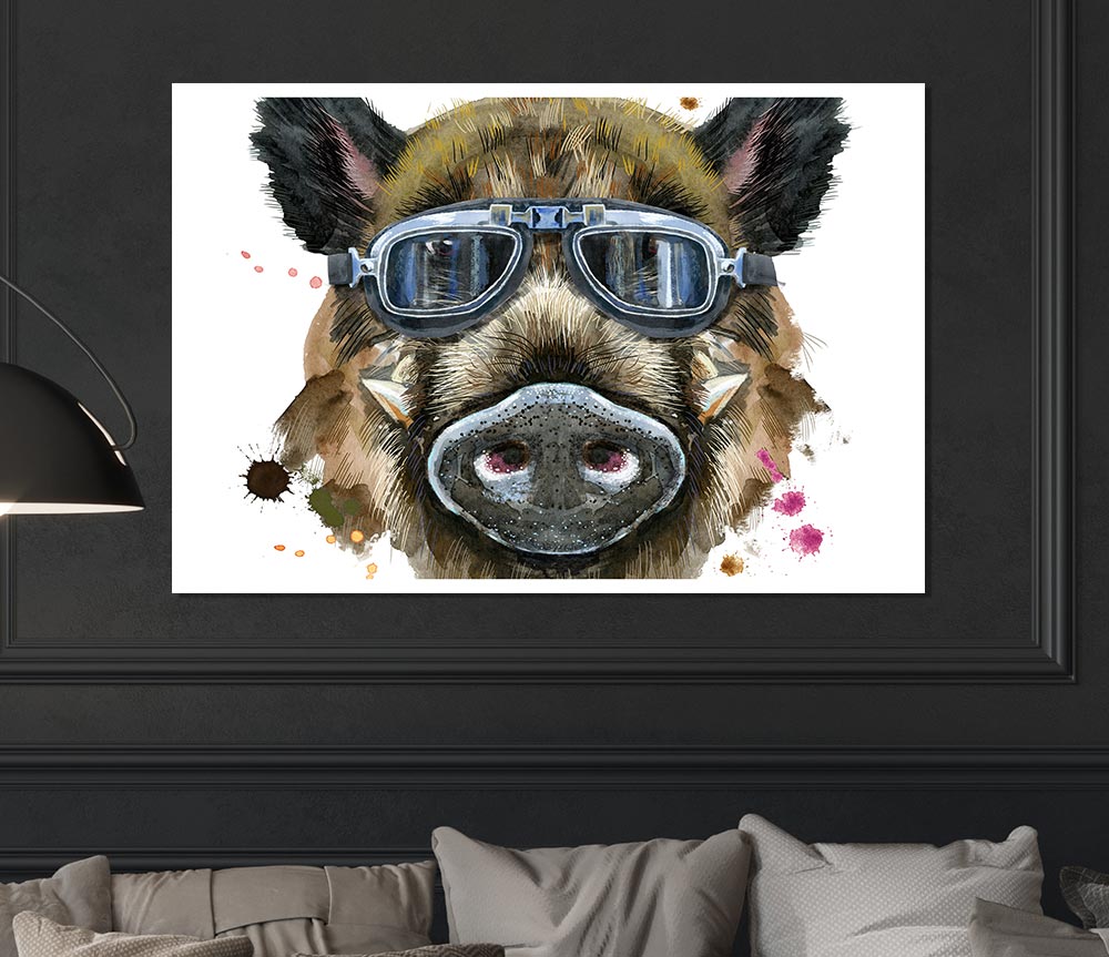 The Boar In Glasses Print Poster Wall Art