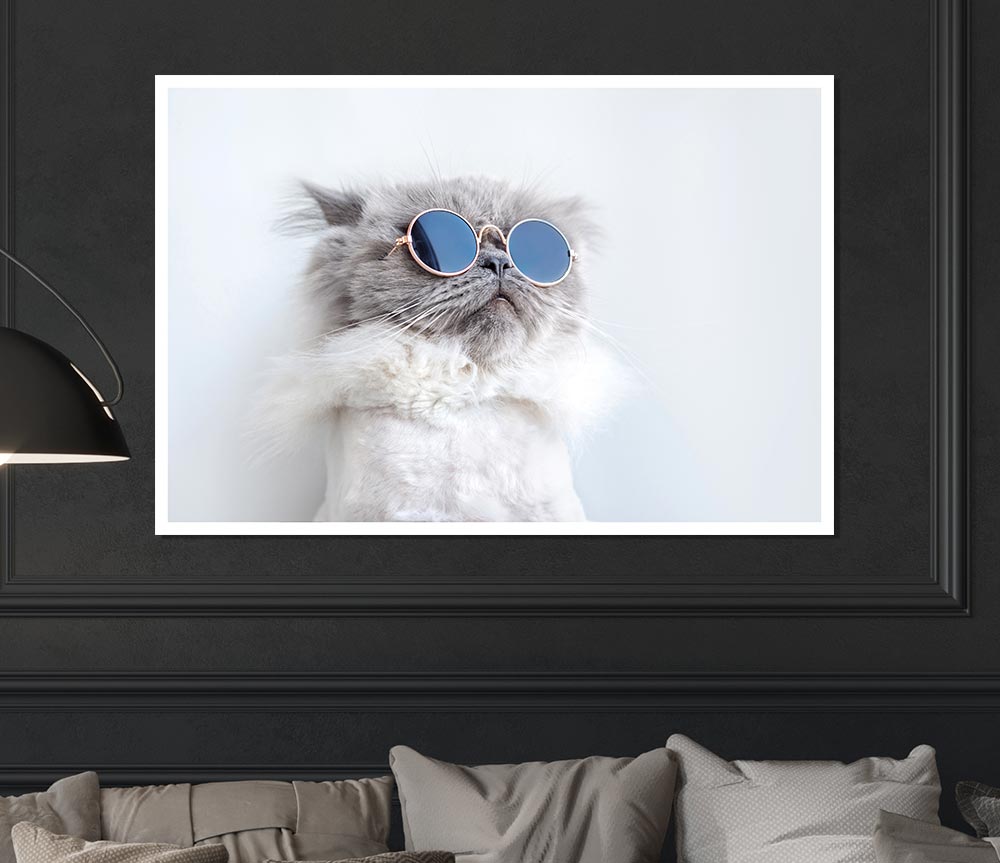 The Cat In Glasses Print Poster Wall Art