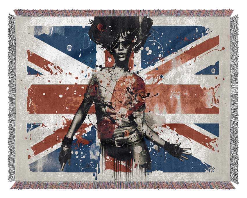 Union Jack Woman Woven Blanket