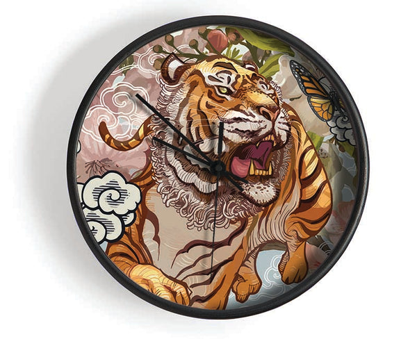 The Tiger Floral Clock - Wallart-Direct UK