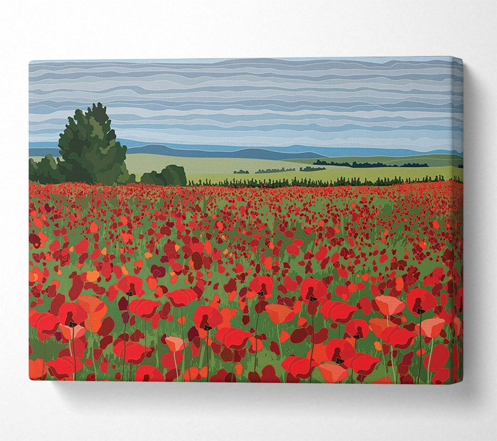 Picture of Red Poppy Field Flowers Canvas Print Wall Art