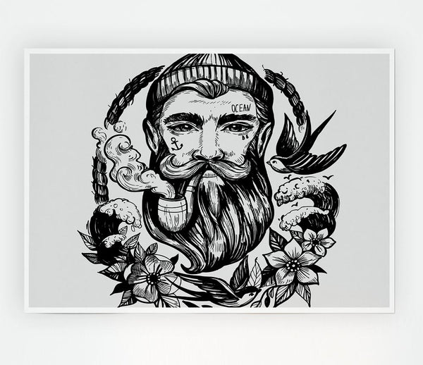 The Bearded Sailor Print Poster Wall Art