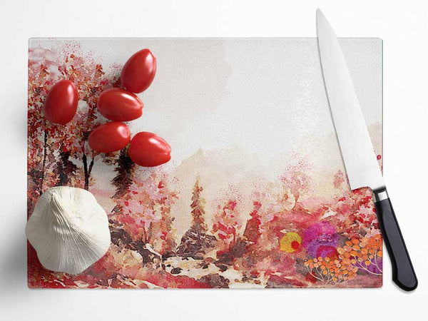 The Orange Forest Of Serenity Glass Chopping Board
