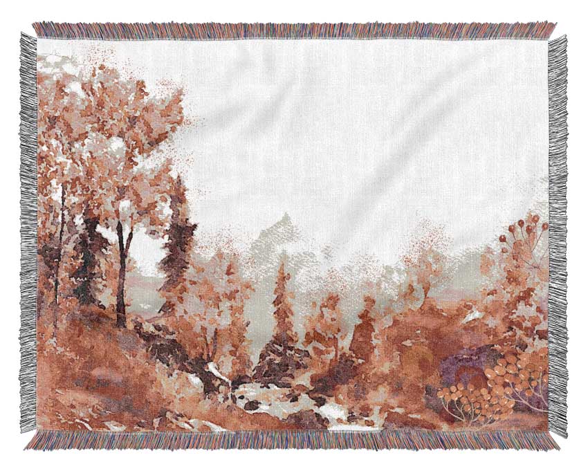 The Orange Forest Of Serenity Woven Blanket