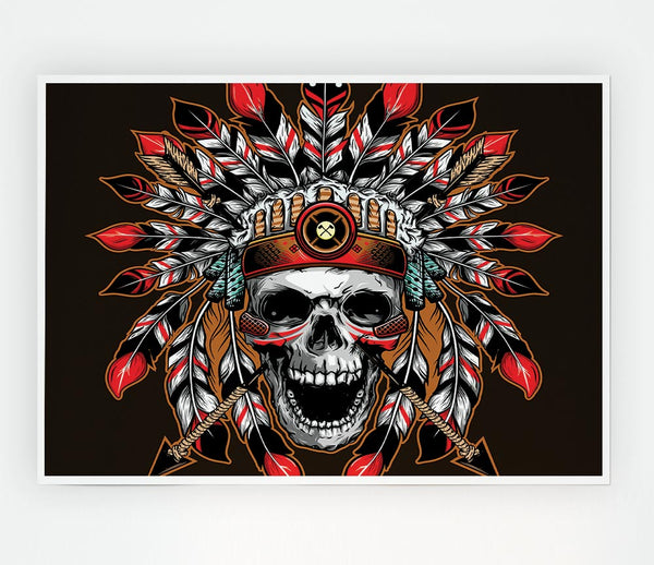 The Skeleton Native Indian Print Poster Wall Art