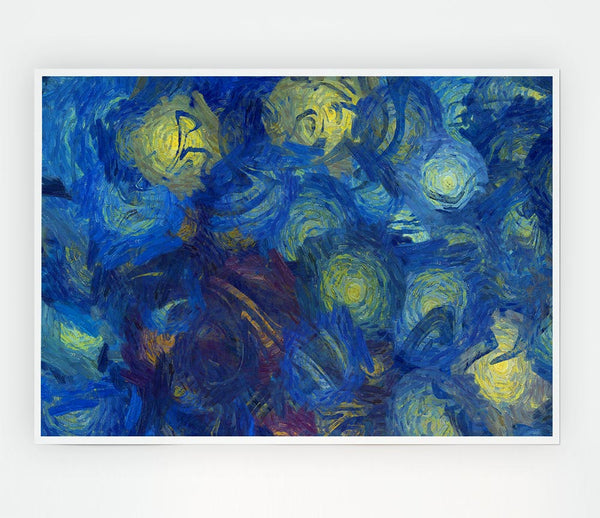 Bright Lights In Blue Print Poster Wall Art