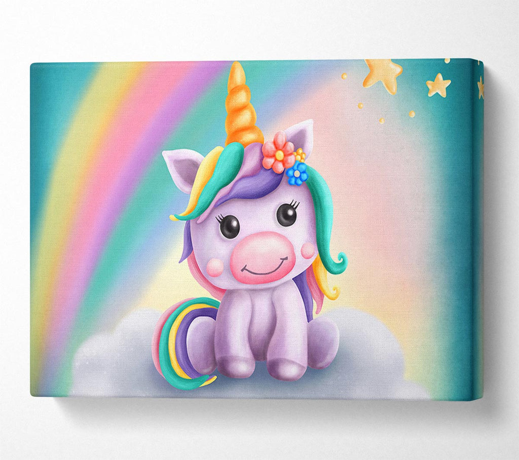Picture of Unicorn Rainbow Happy Canvas Print Wall Art