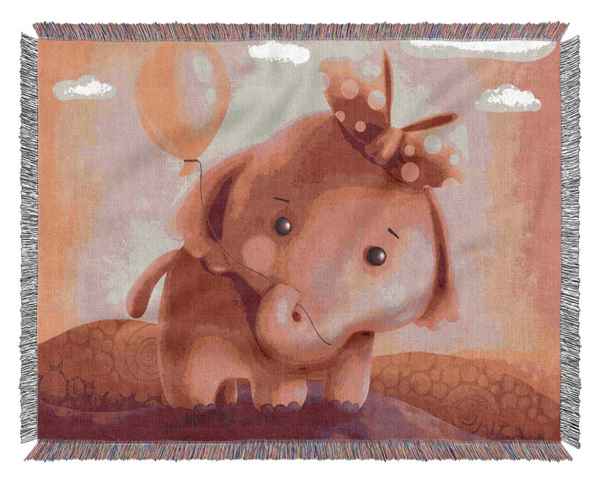 The Pink Elephant Balloon Woven Blanket