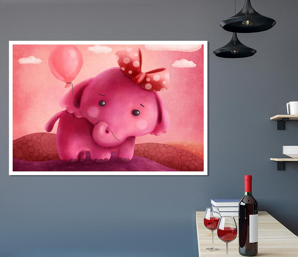 The Pink Elephant Balloon Print Poster Wall Art
