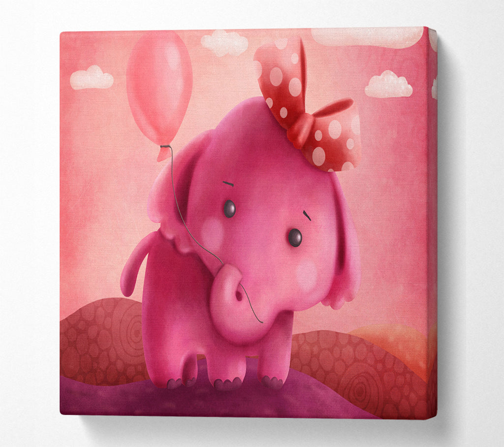 A Square Canvas Print Showing The Pink Elephant Balloon Square Wall Art