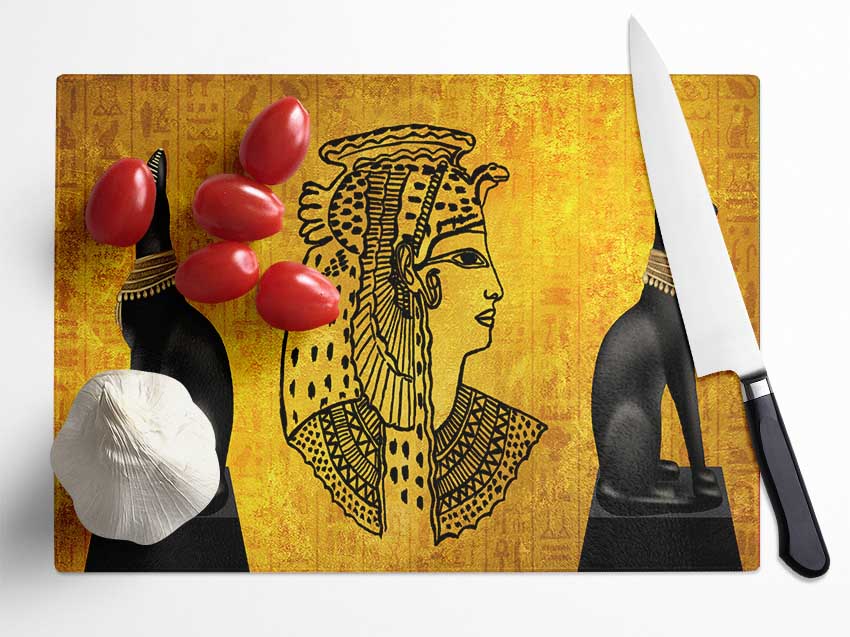 Egyptian Goddess Glass Chopping Board
