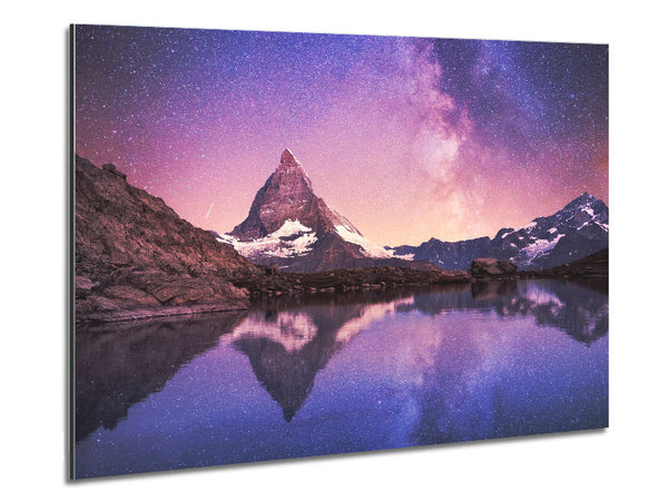 Mountains On The River Reflections Star Metal Print
