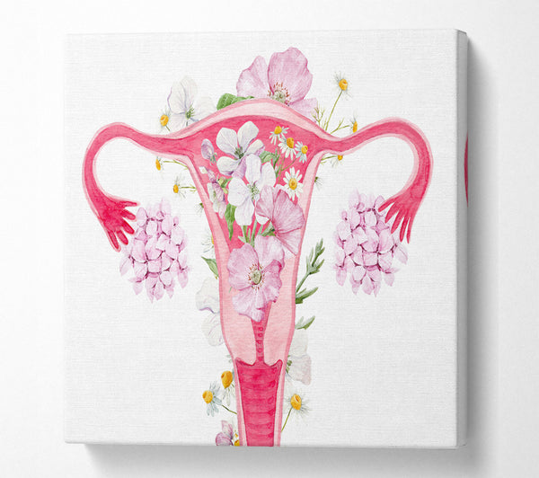 A Square Canvas Print Showing Floral Female Anatomy Square Wall Art