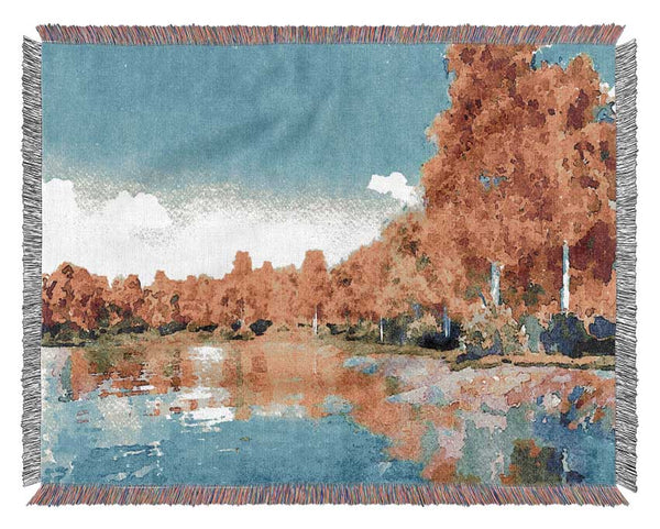 Vibrant Orange Trees Woven Blanket