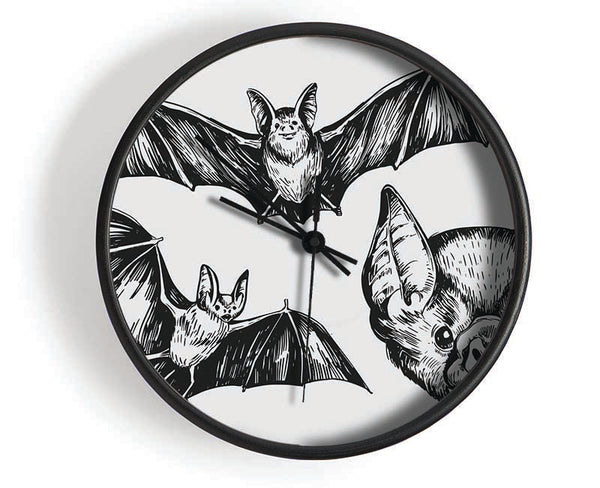 The Trio Of Bat Illustrations Clock - Wallart-Direct UK