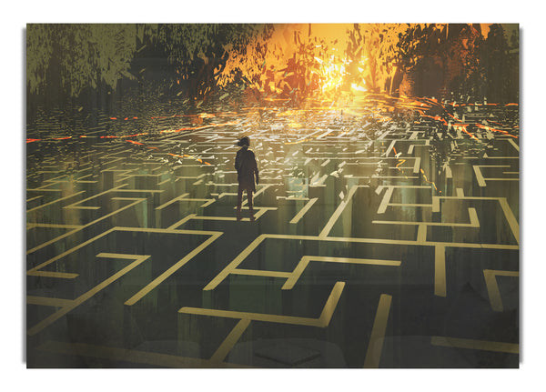 Auf einem Labyrinth stehen