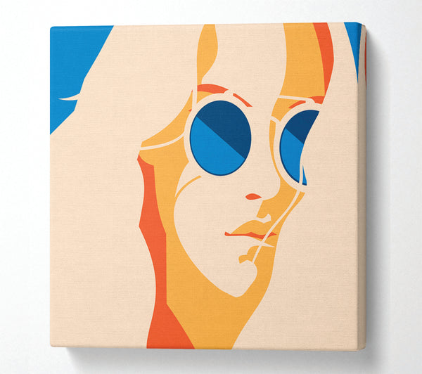 A Square Canvas Print Showing The Women With Glasses Square Wall Art