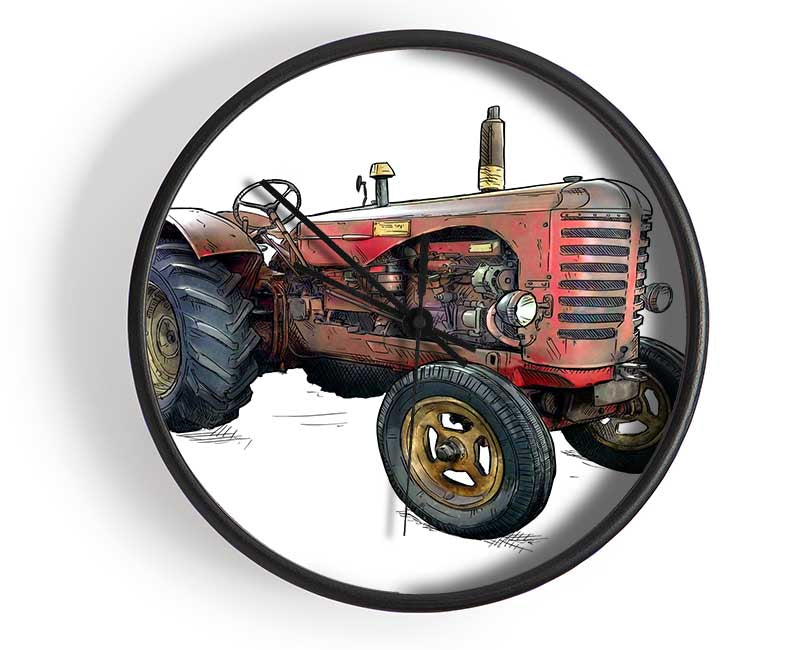 The Old Red Tractor Clock - Wallart-Direct UK
