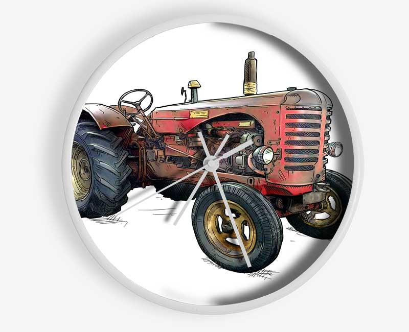 The Old Red Tractor Clock - Wallart-Direct UK