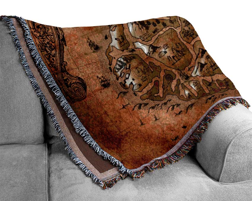 The Old Sepia Map Woven Blanket