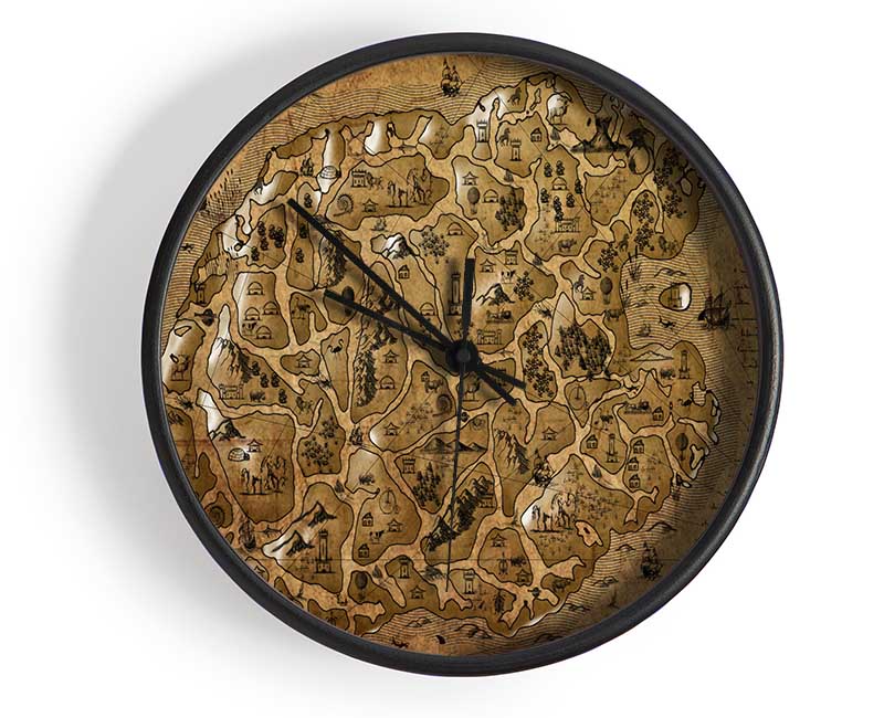 The Old Sepia Map Clock - Wallart-Direct UK