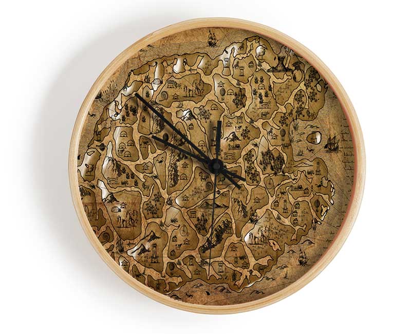 The Old Sepia Map Clock - Wallart-Direct UK