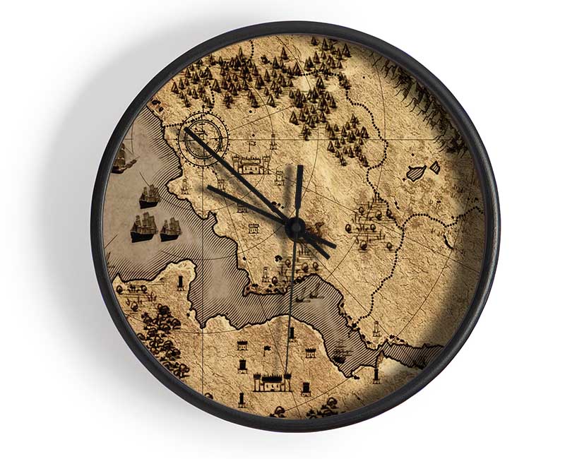 The Sepia Map Clock - Wallart-Direct UK