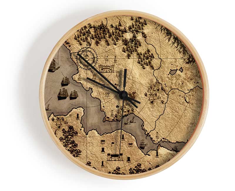 The Sepia Map Clock - Wallart-Direct UK