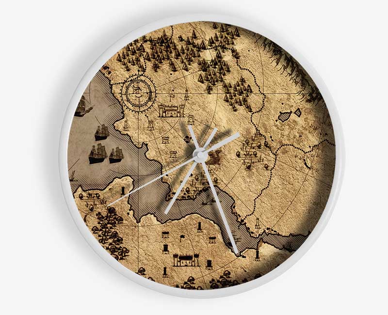 The Sepia Map Clock - Wallart-Direct UK