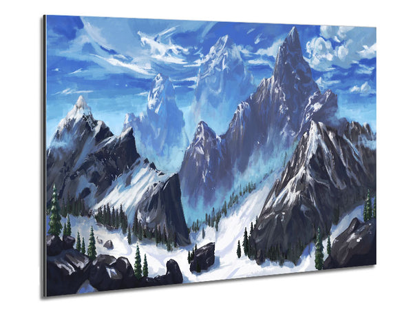 Sharp Mountain Snow Metal Print