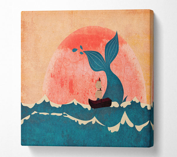 A Square Canvas Print Showing Sailing By The Whale Square Wall Art