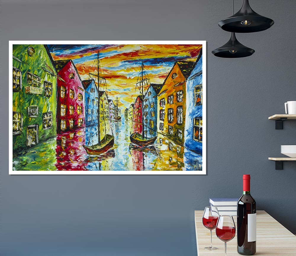 The Sea Village Painted Two Print Poster Wall Art